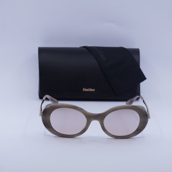 MaxMara MALIBU10 MM0080 60G Oval Sunglasses - Beige/Gold/Brown - Picture 4 of 11